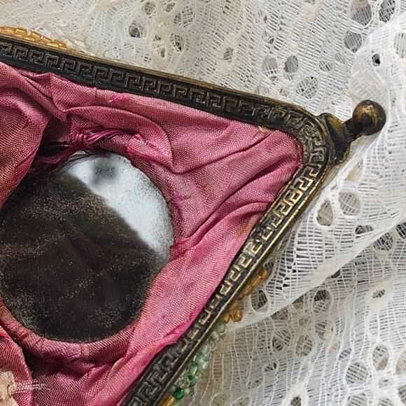 Antique Victorian Era to Art Deco glass beaded silk wrist clutch AS IS - Picture 13 of 15